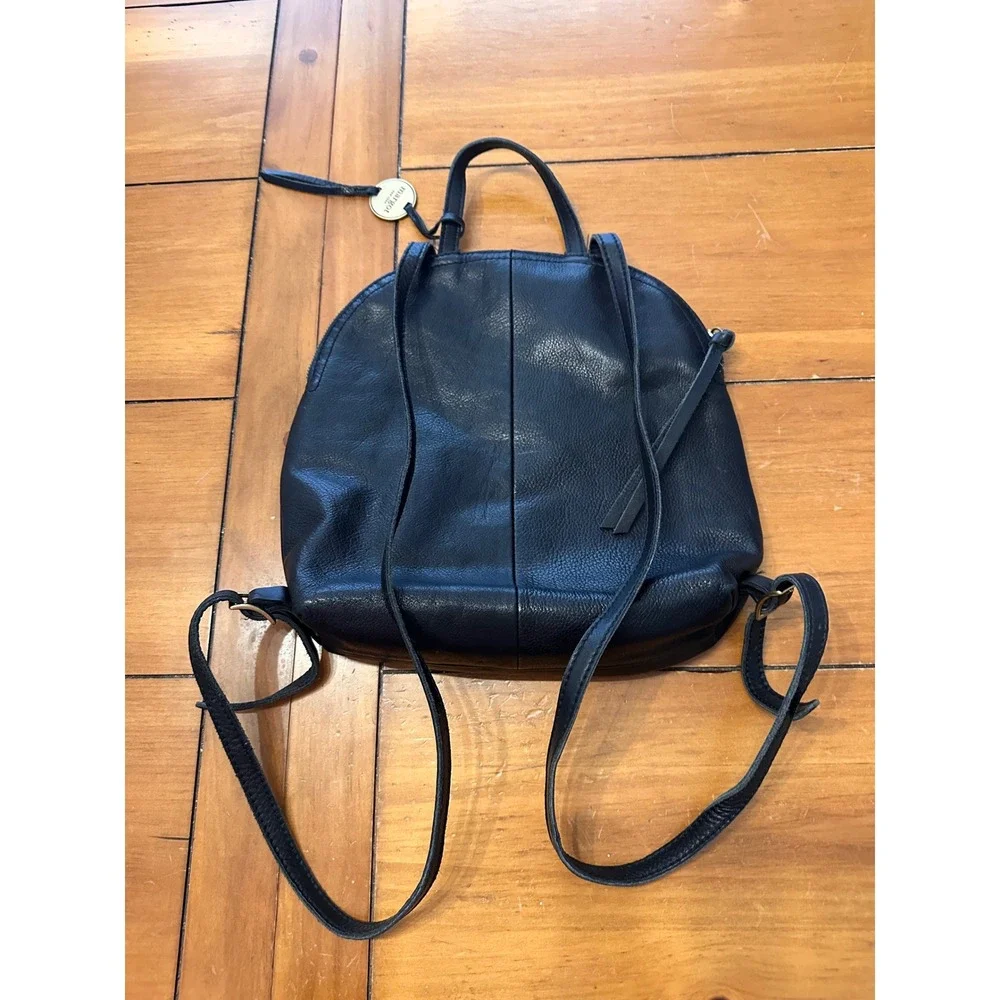 Margot New York Black Genuine Leather Dome Backpack Gold Hardware Small Mini